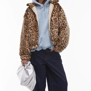 Topshop Leopard Print Bomber Jacket